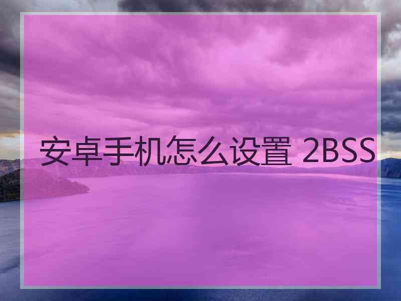 安卓手机怎么设置 2BSS